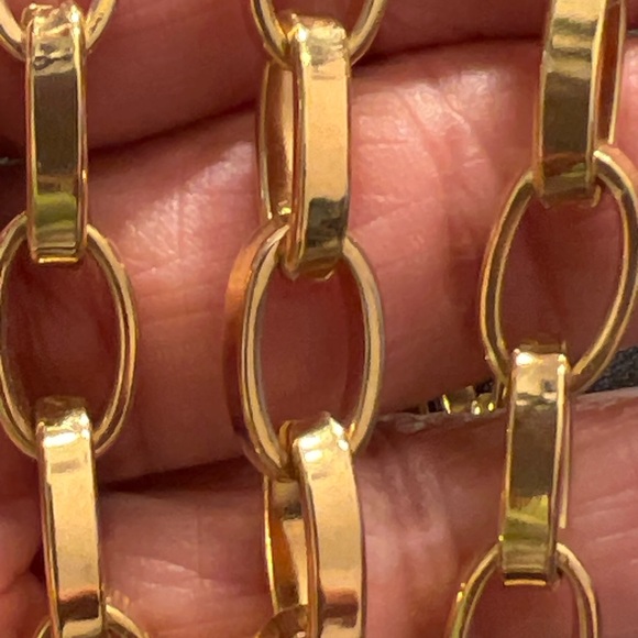 Monet Fancy Chunky Oval Link Vintage Gold Tone 28" 1980's Necklace - Picture 5 of 6